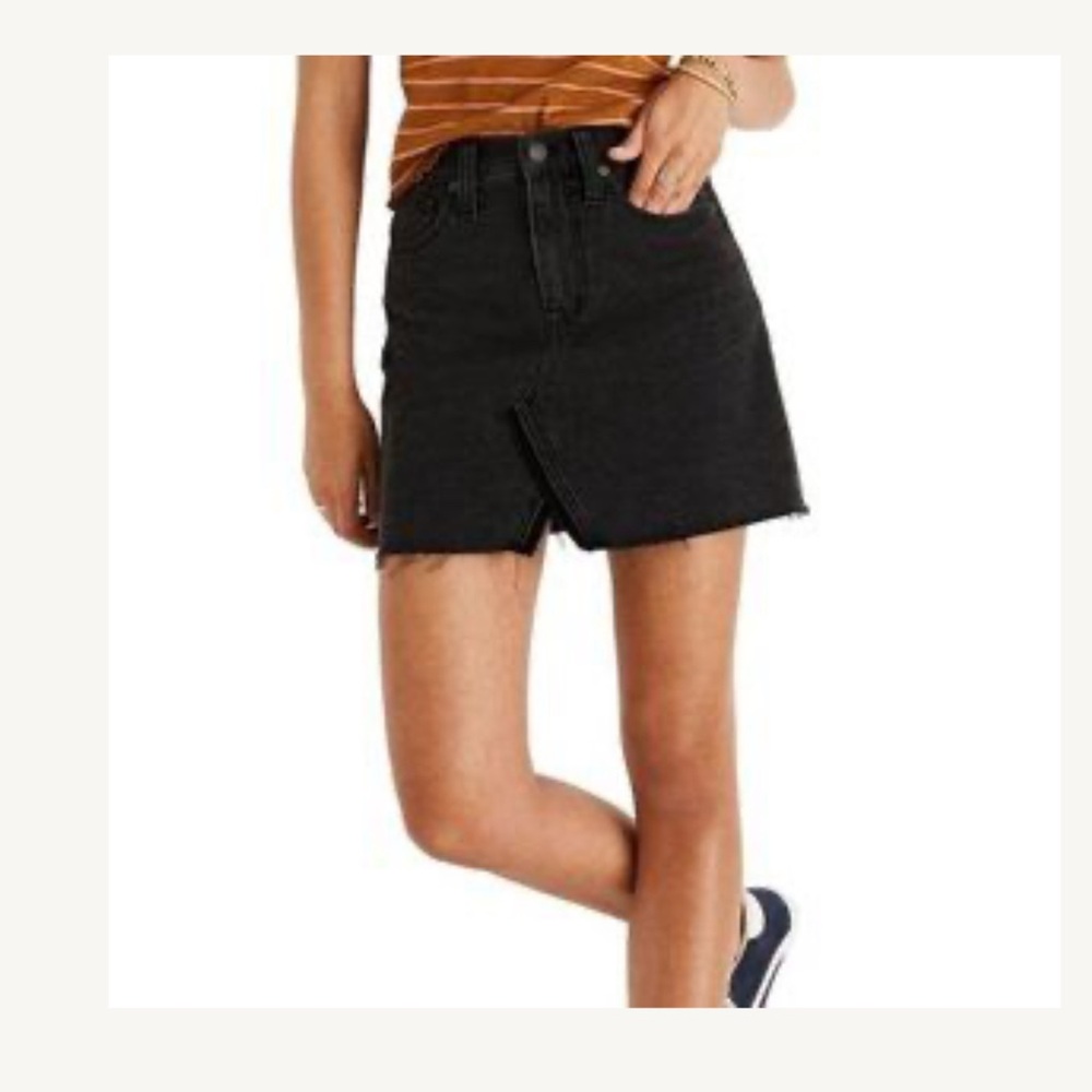 Madewell Black Rigid Denim A-Line Mini Skirt new with tags color black y2k style
